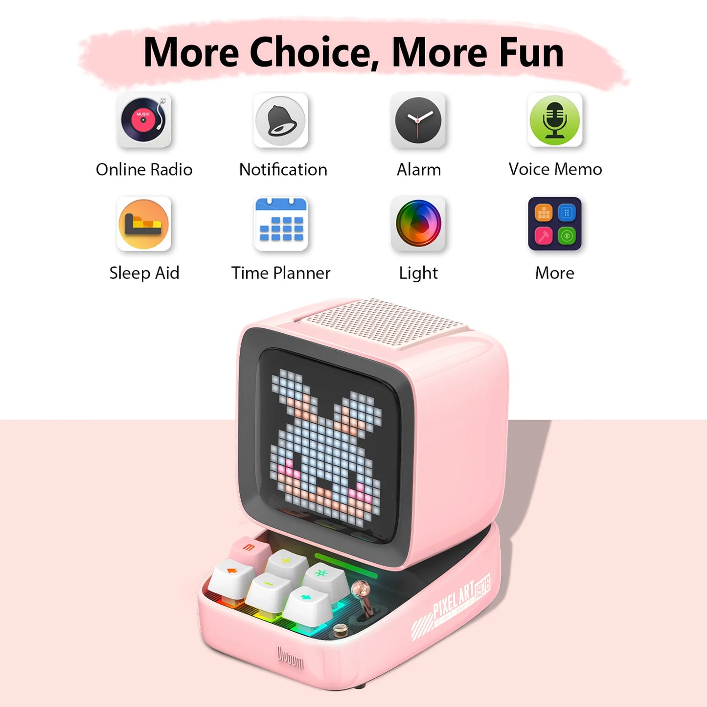 Retro Pixel Art Bluetooth Speaker with LED Display White