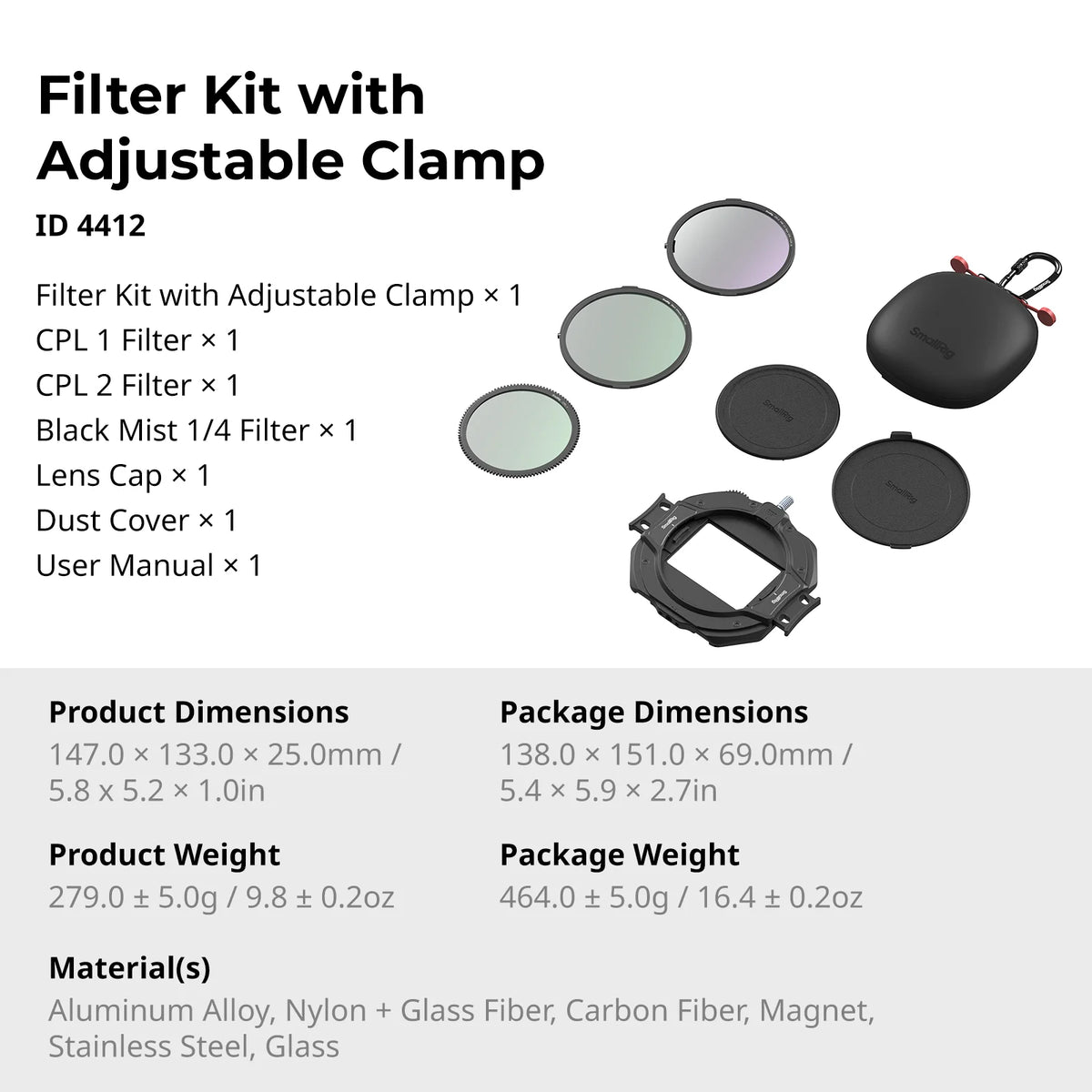 Camera Filter Kit CPL VND Diffusion 67–82mm