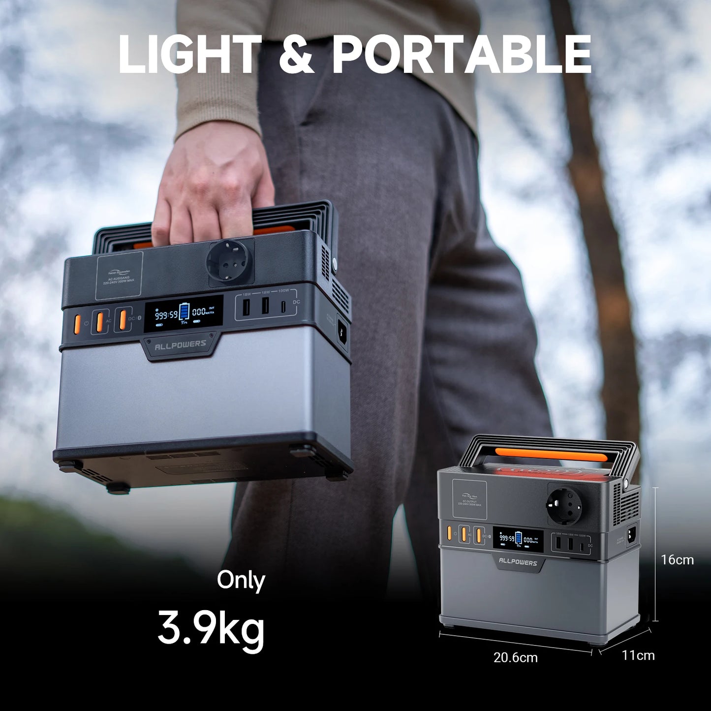 300W Portable Power Station with AC and USB Outputs