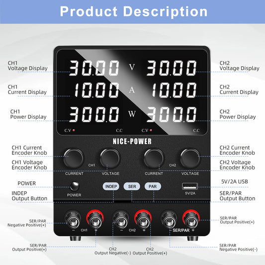 60V 5A Digital Lab Power Supply Variable Output