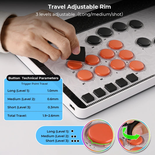 White All-Button Hitbox Fight Stick for PC PS4 PS5
