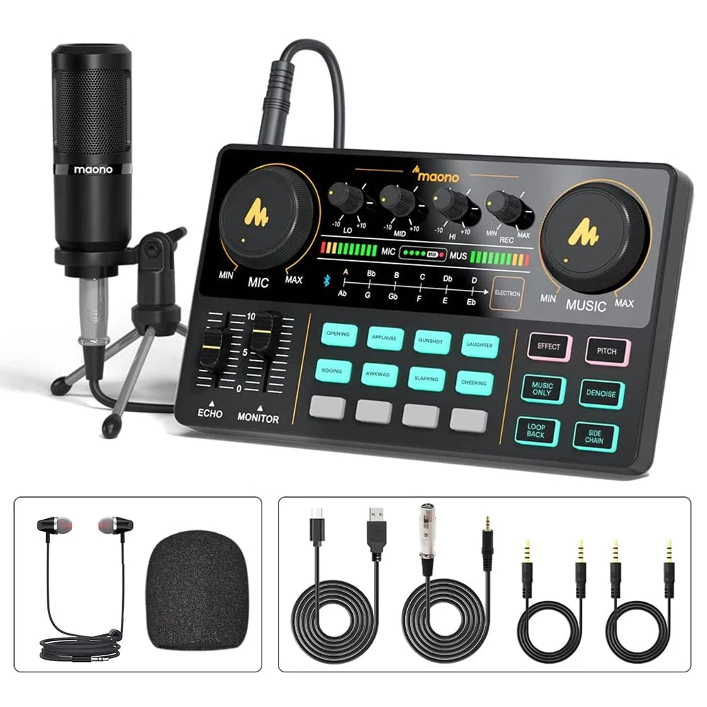 Portable Sound Card & Condenser Microphone Set for Streaming