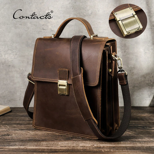Genuine Leather Shoulder Bag Male Handbag for Tablet