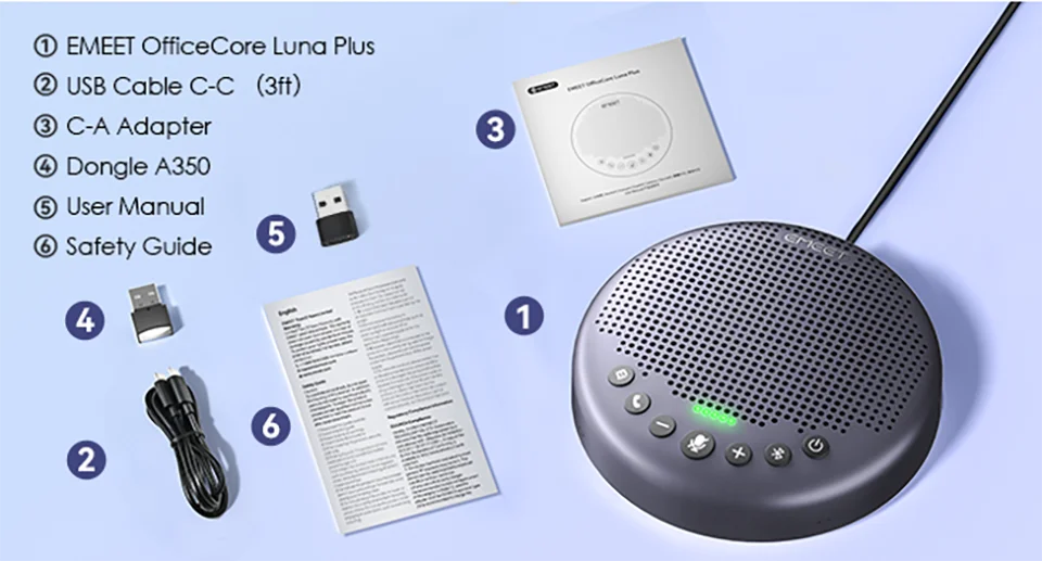 Smart Bluetooth Speakerphone for Home Office & 360 Meetings