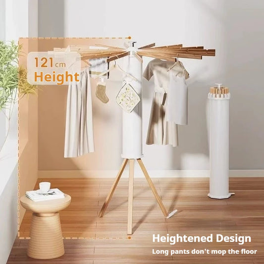 Portable Black Tripod Clothes Drying Rack Floor Standing Swivel Arms