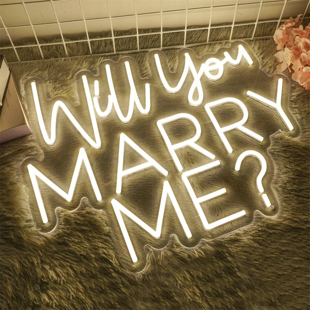 Warm White 50x40cm Will You Marry Me Neon Wall Light