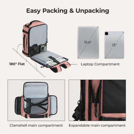 Compression Travel Backpack Anti Theft Shoe Pocket Cabin Bag