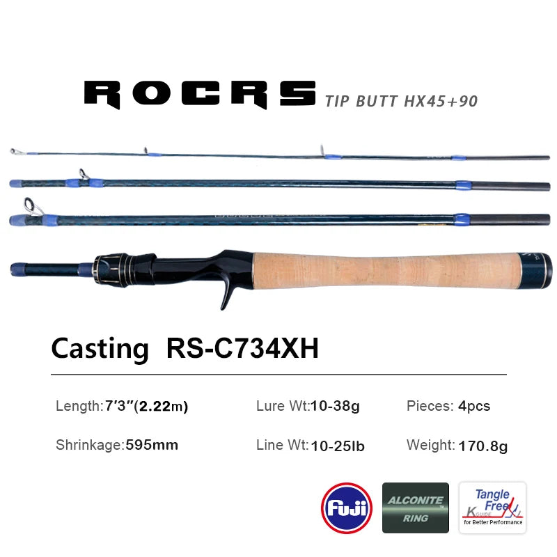 4-Piece High Carbon Spinning Rod Heavy Duty