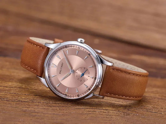 Mechanical Dress Watch with Vintage Salmon Face