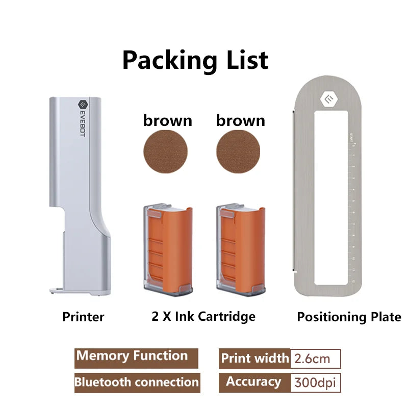 Handheld Edible Ink Printer Pen Double Brown