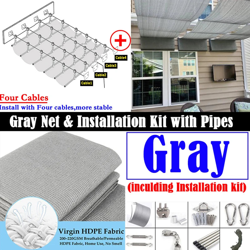 4x4m Gray Waterproof Sunshade Sail Outdoor Patio