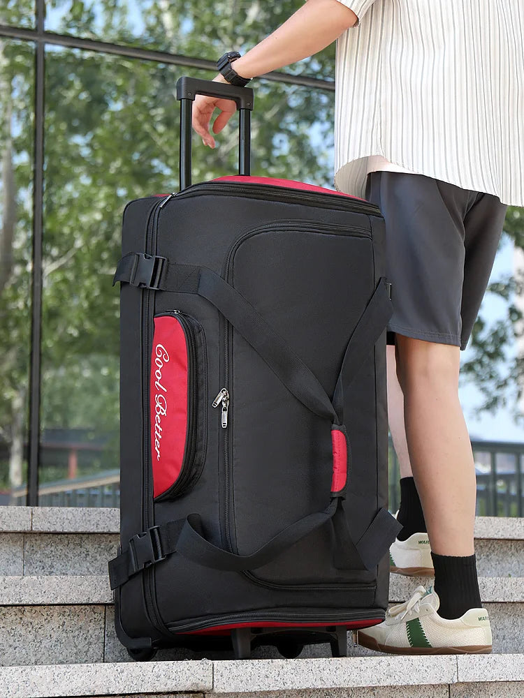 Large Foldable Travel Bag 32–34inch Red Accents