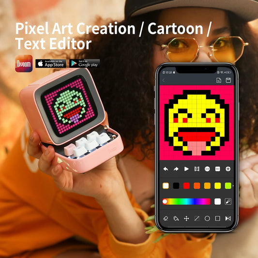 Portable Retro Pixel Art Bluetooth Speaker for Home Blue