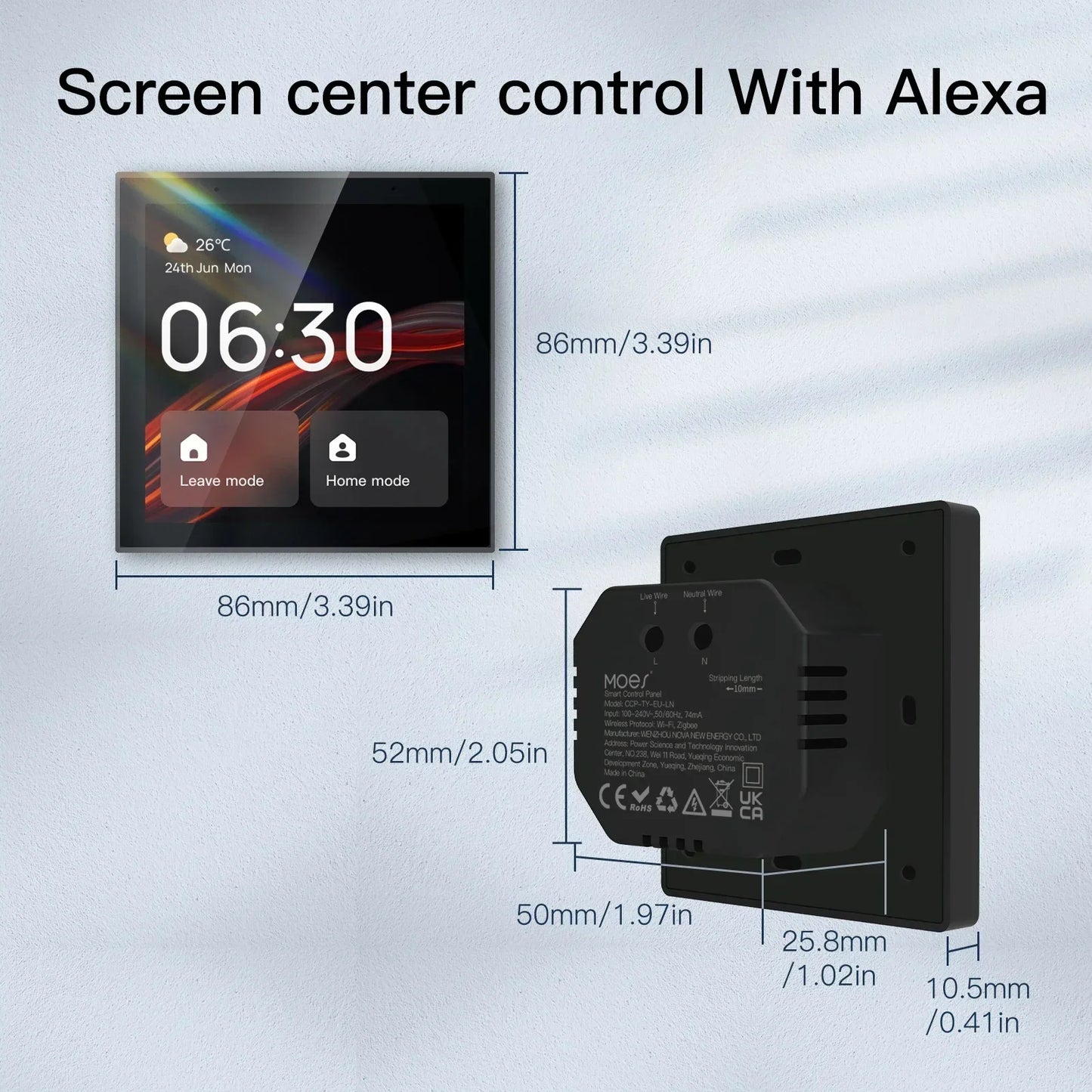 4 Inch Smart Touch Control Panel with Alexa and ZigBee