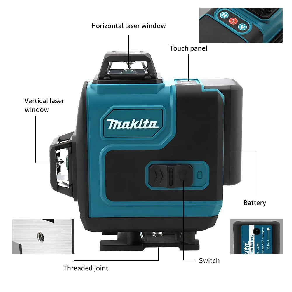 16-Line 4D Laser Level 360 Self-Levelling with Remote