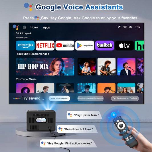 Smart Home Theater Projector 4K AutoFocus Netflix Ready