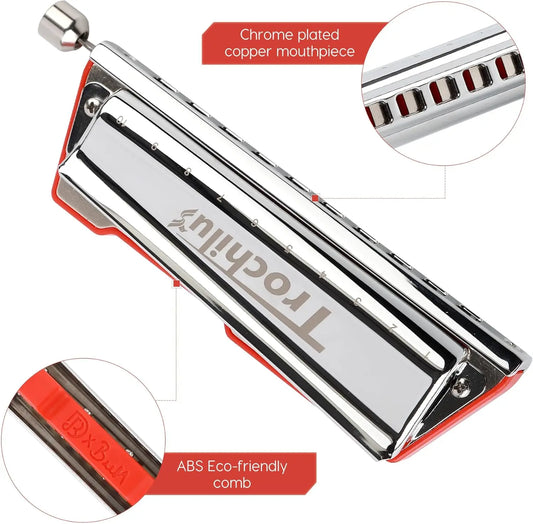Portable Chromatic Harmonica 10-Hole for Beginners