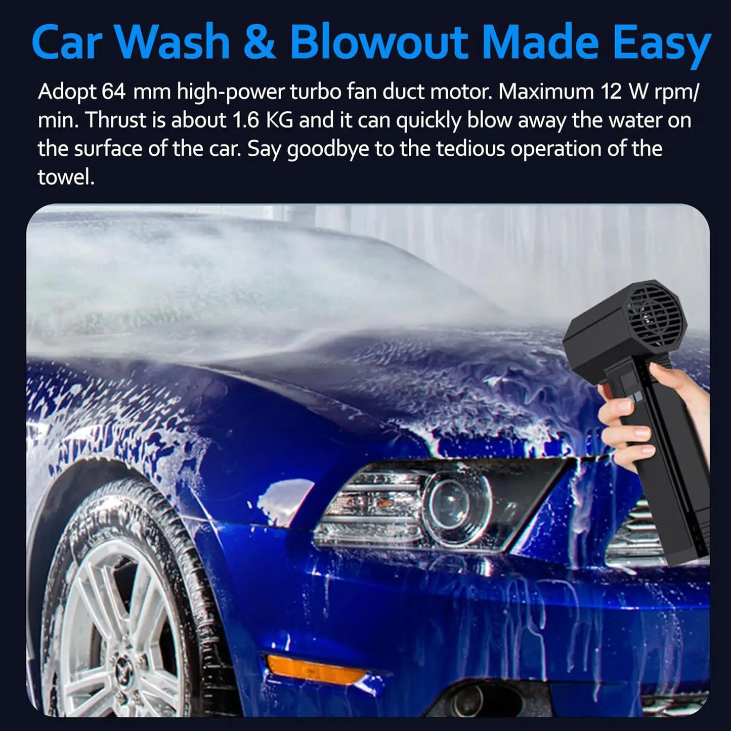 Powerful Handheld Turbo Air Blower with LED Light