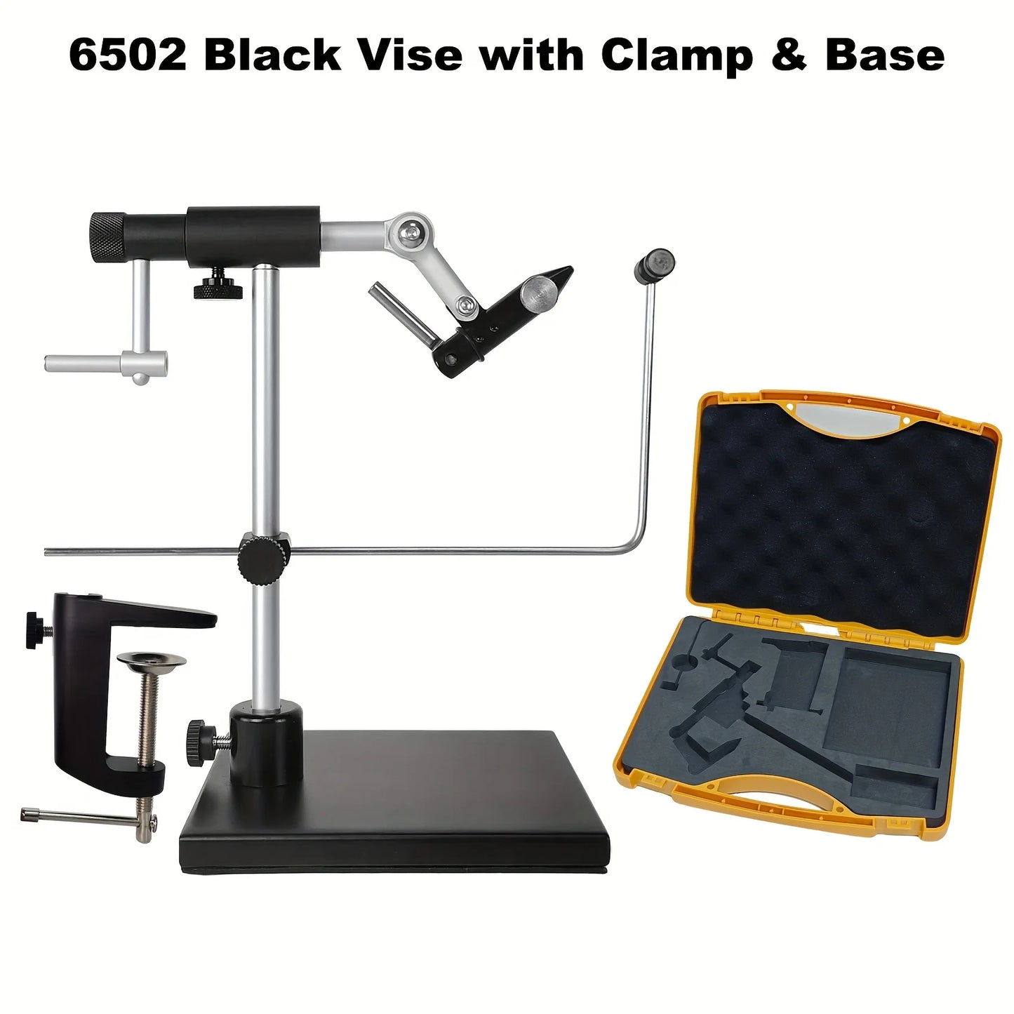 Rotating Fly Tying Vise Aluminum Base Fishing Tool Black