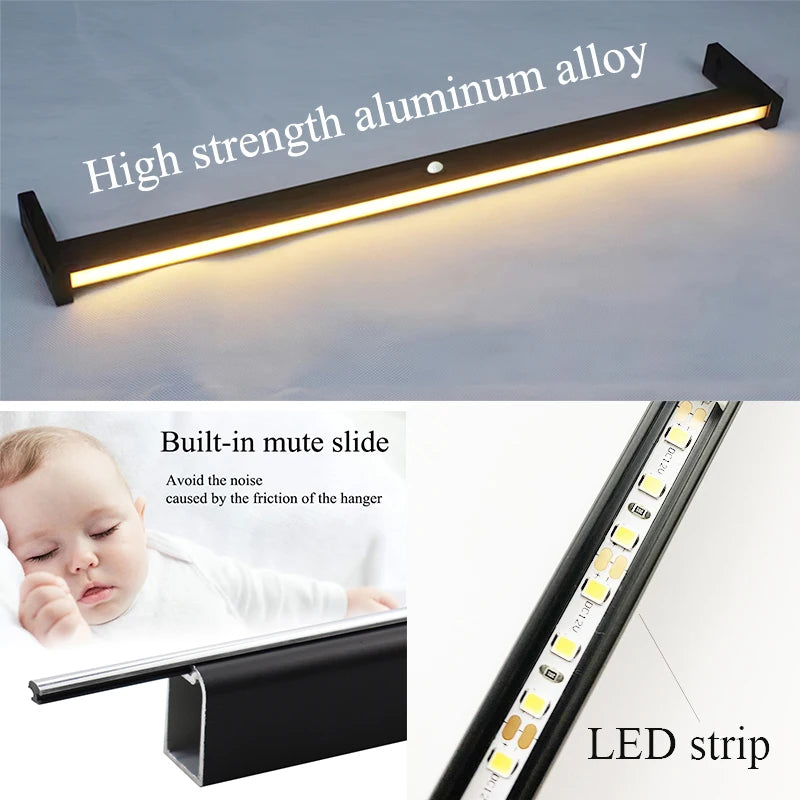 Smart Motion Sensor LED Wardrobe Hanger Rod Light