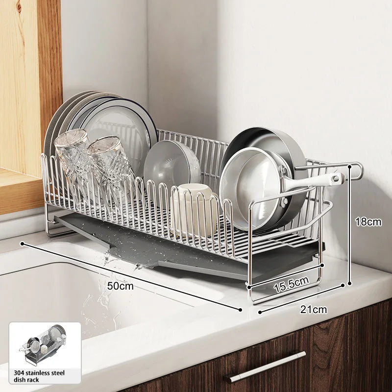 Kitchen Dish Drying Rack with Single Layer Design