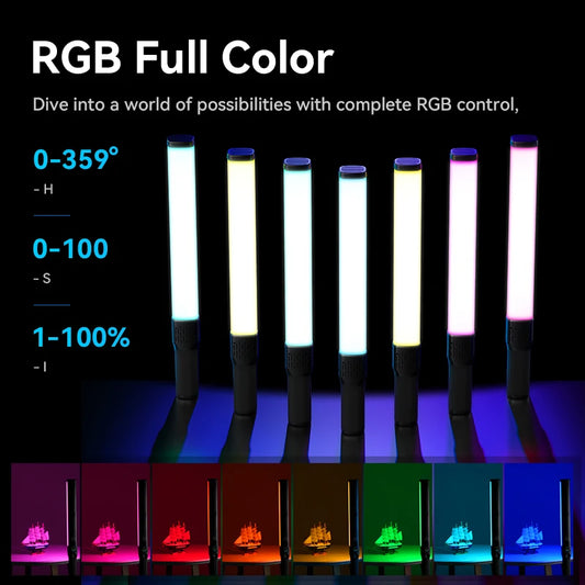 Portable RGB Light Tube 38W Adjustable LED Wand for Studio