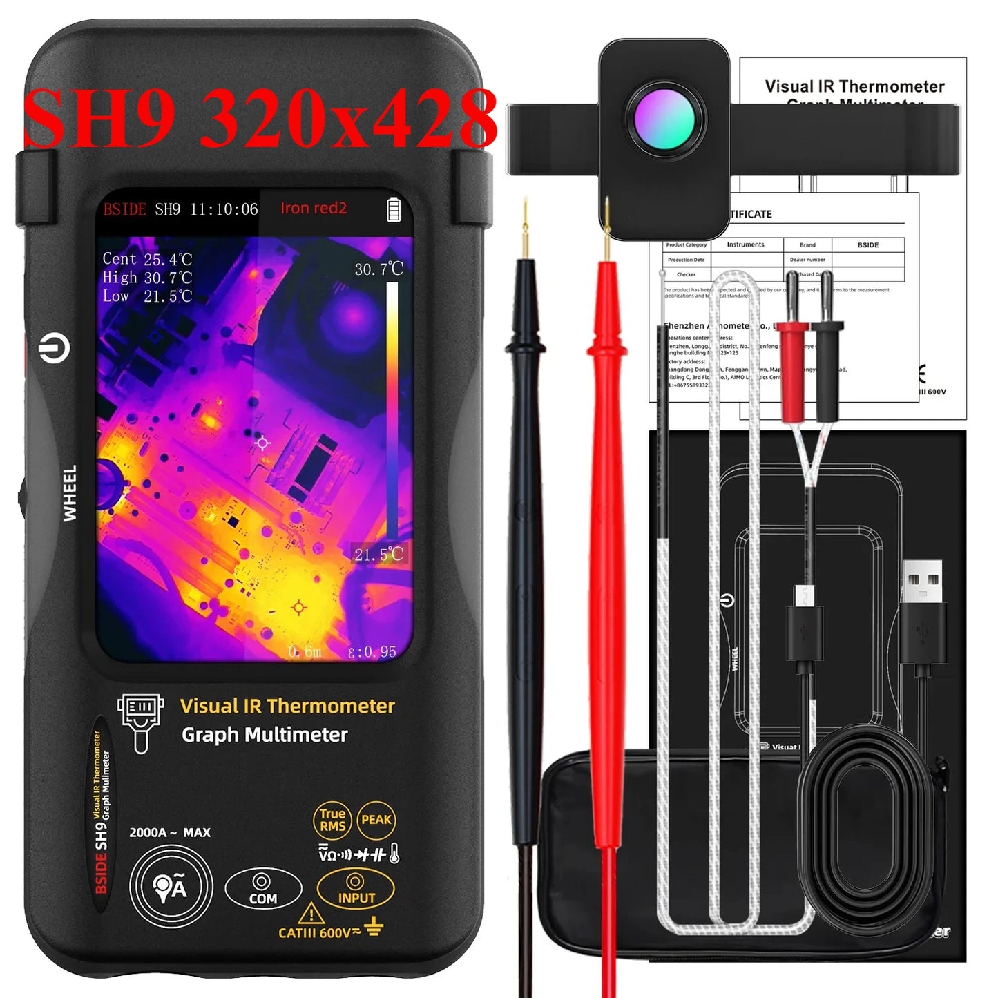 Compact SH9 Thermal Camera Multimeter for Detailed Inspections