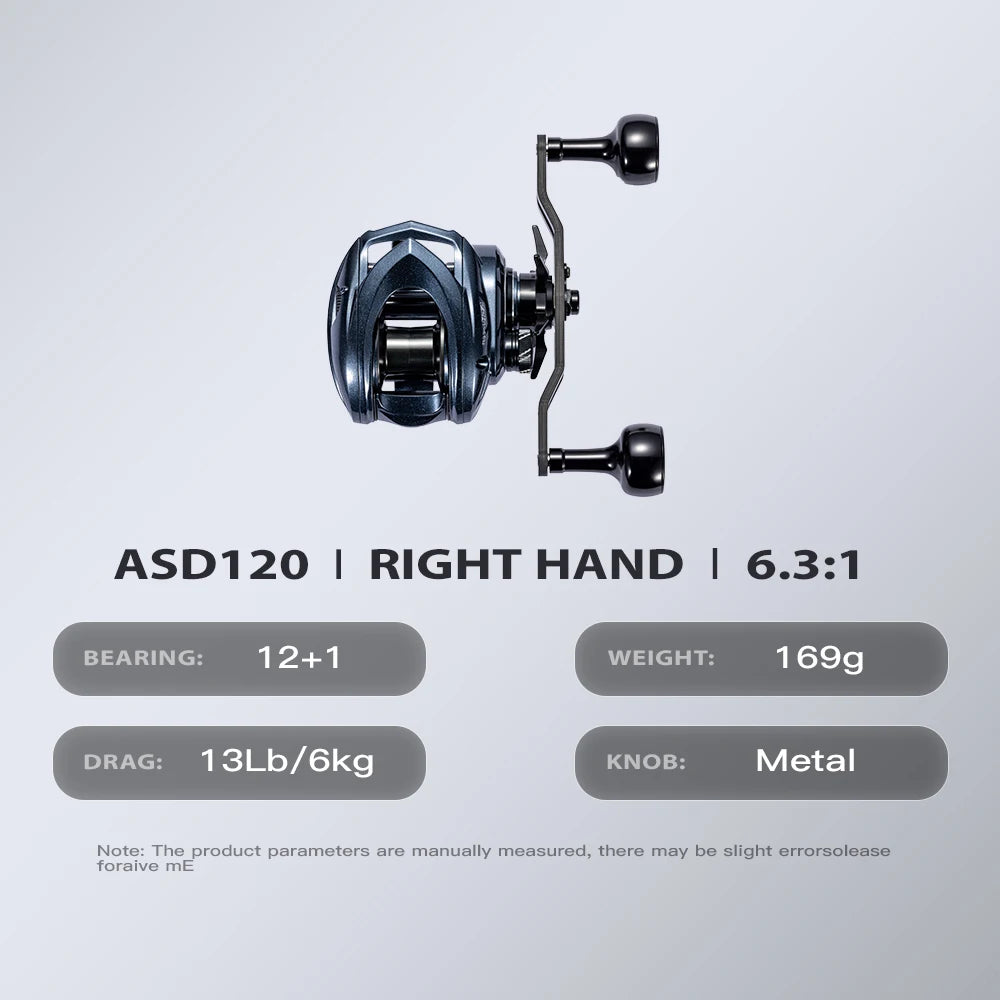 Alloy Baitcasting Reel 12+1BB 6kg Drag Carbon Handle