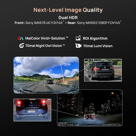 HDR 4K Dash Cam Front Rear Wi-Fi 128GB
