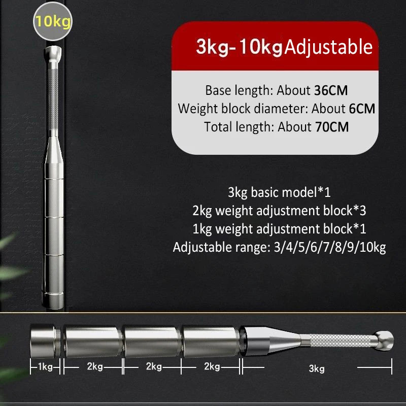 Heavy Duty Adjustable Clubbell 3-10kg Arm Strength Trainer