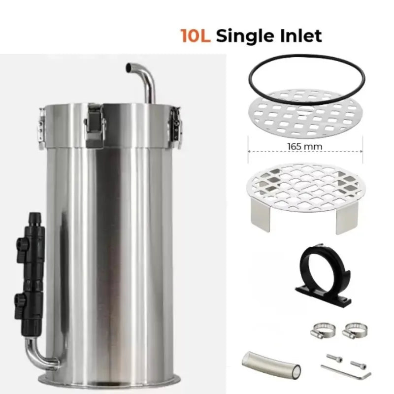 10L Aquarium External Canister Filter Stainless Steel