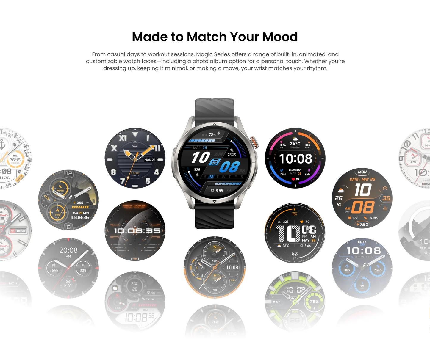 Silver AMOLED GPS Smartwatch for Android iOS