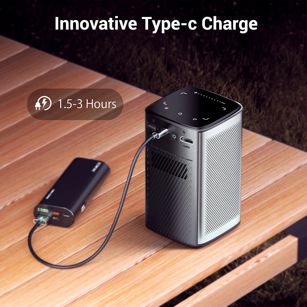 Portable 4K Smart Mini Projector WiFi Bluetooth Battery