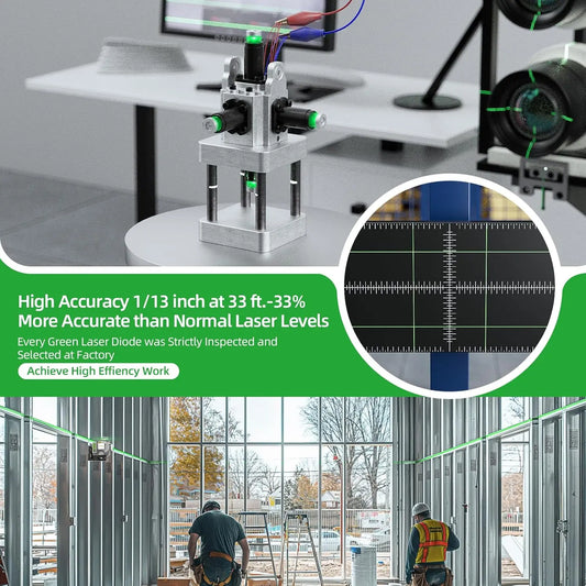 Rechargeable 12-Line Laser Level for Tiling and Alignment