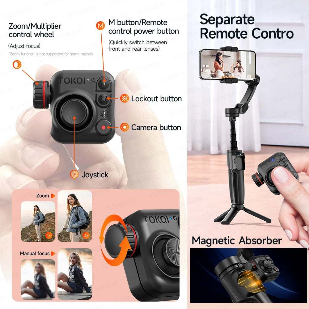 Vlogging Gimbal with Foldable Rod and Accessory Kit