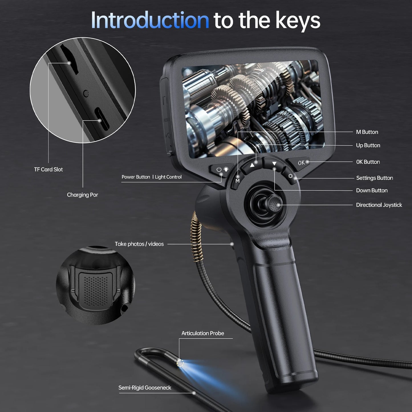 6mm 720 Degree Endoscope Camera 1m Flexible Cable