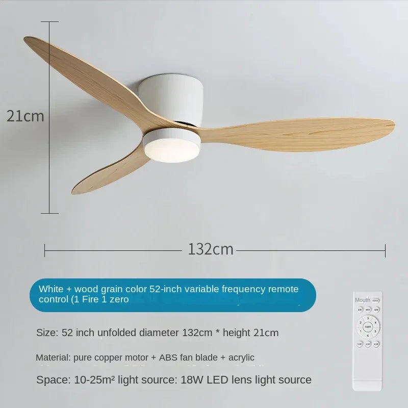 Smart Ceiling Fan Light with Remote Nordic Style Low Profile