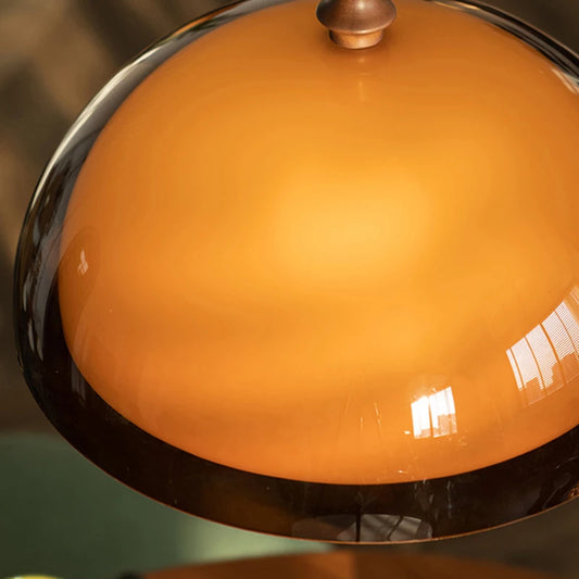 Brown Acrylic Pendant Light with Dark Wood E27 Natural