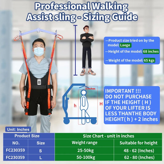 Professional Large Walking Assist Lift Sling Hoist 500lbs
