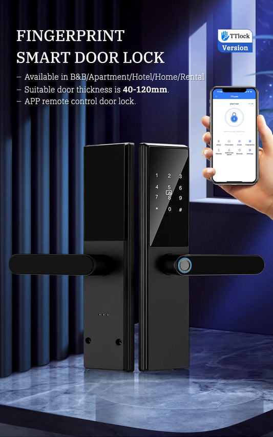 Bluetooth Smart Door Lock with Adjustable Latch 60–70mm