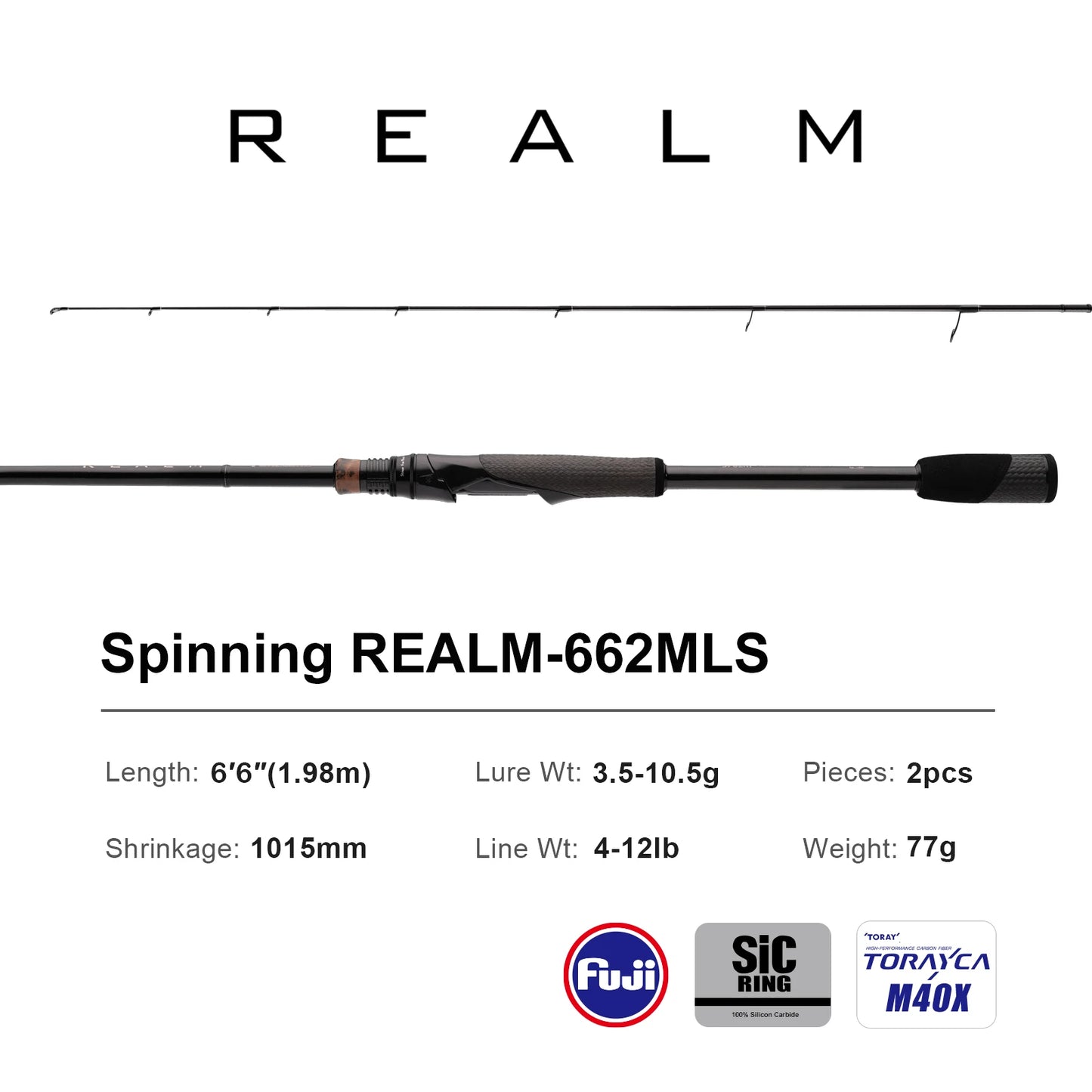 6’6” Bass Rod M40X Carbon Soft Bait Spinning