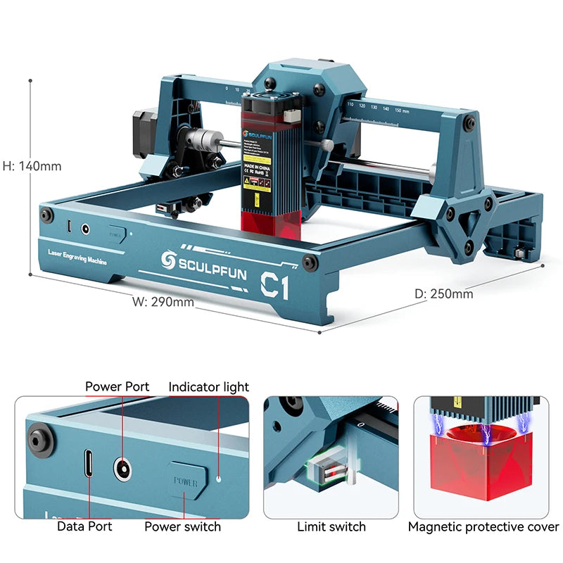 Compact 3W Laser Engraver Plug and Play Craft Machine