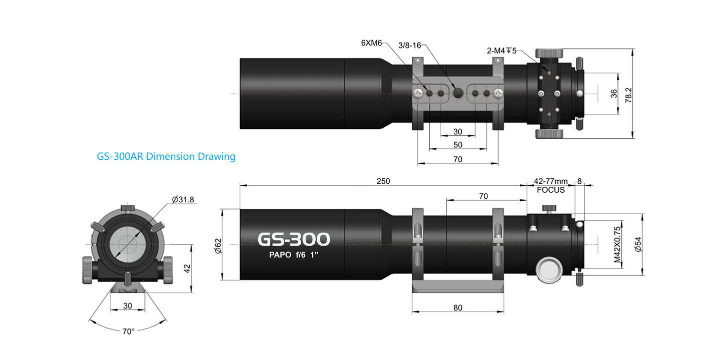 300mm Guide Scope Telescope for Astrophotography Tracking