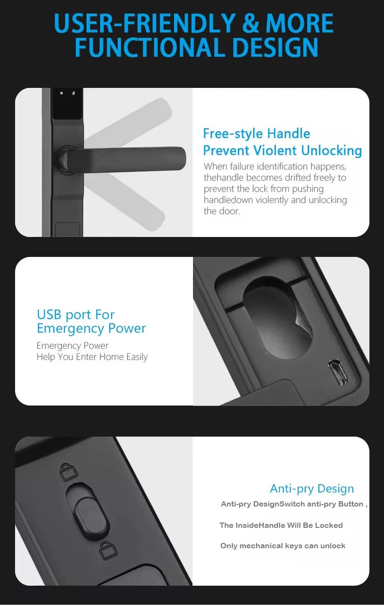 Keyless Sliding Door Lock with Fingerprint & Password