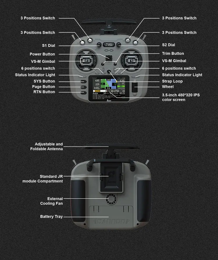 T15 2.4G FPV Remote Control Translucent Black