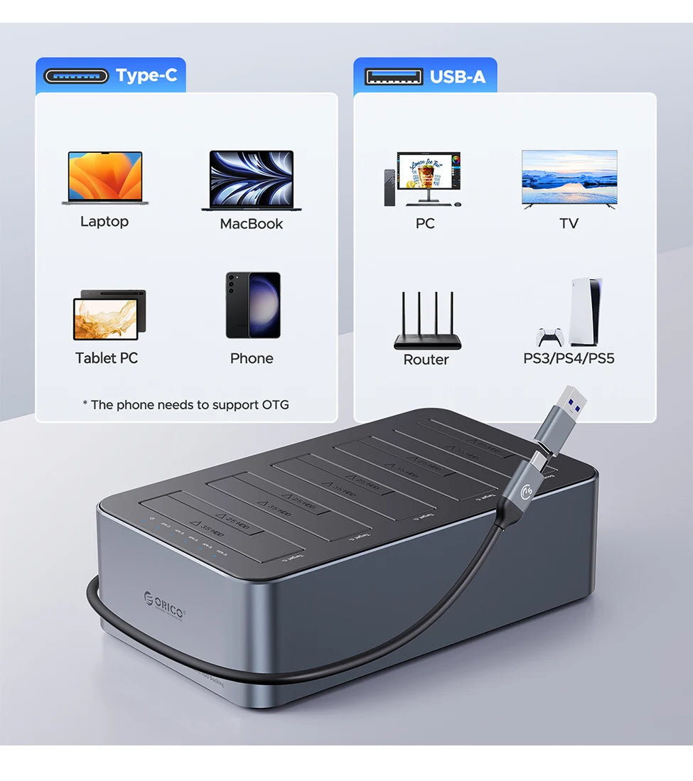 External Hard Drive Enclosure Five Bay with Clone Function
