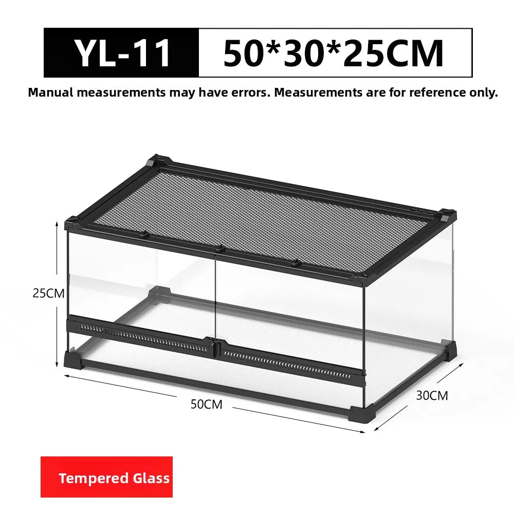 Glass Reptile Terrarium Tank with Front Door 50×30×25cm