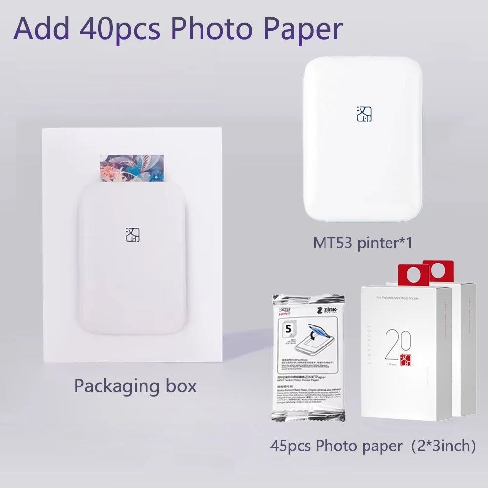Rechargeable Mini Photo Printer 40 Sheet Bundle