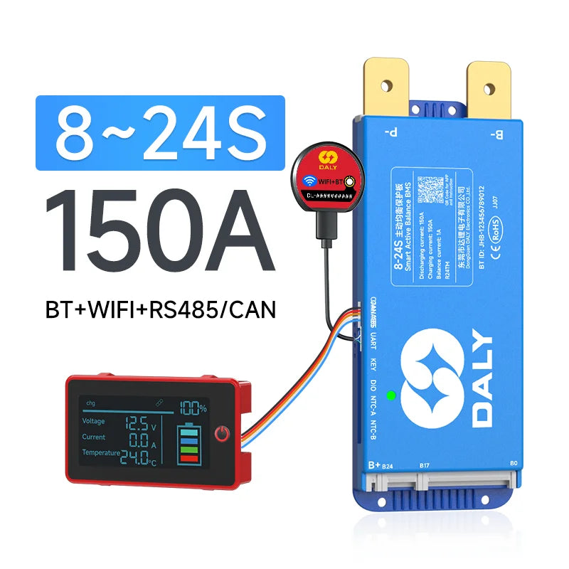8-24S 150A LiFePO4 BMS with 3LCD Display