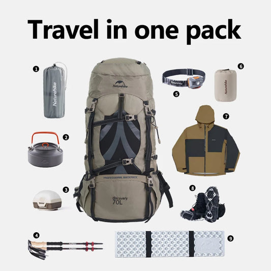 Large Capacity 70L Mountaineering Backpack Blue